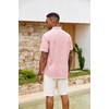 COOFANDY Men’s Button Down Shirts Short Sleeve Casual Cotton Shirts(Pink)