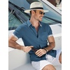 COOFANDY Men’s Button Down Shirts Short Sleeve Casual Cotton Shirts(Sea Blue)