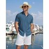 COOFANDY Men’s Button Down Shirts Short Sleeve Casual Cotton Shirts(Sea Blue)
