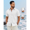 COOFANDY Men’s Button Down Shirts Short Sleeve Casual Cotton Shirts(White)