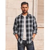 COOFANDY Mens Flannel Shirts Long Sleeve Plaid Button Down Shirts Casual(Black/White)