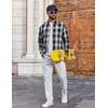COOFANDY Mens Flannel Shirts Long Sleeve Plaid Button Down Shirts Casual(Black/White)