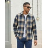 COOFANDY Mens Flannel Shirts Long Sleeve Plaid Button Down Shirts Casual(Khaki/Blue)
