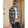 COOFANDY Mens Flannel Shirts Long Sleeve Plaid Button Down Shirts Casual(Khaki/Blue)
