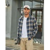 COOFANDY Mens Flannel Shirts Long Sleeve Plaid Button Down Shirts Casual(Khaki/Blue)