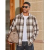 COOFANDY Mens Flannel Shirts Long Sleeve Plaid Button Down Shirts Casual(Light Khaki)