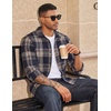 COOFANDY Mens Flannel Shirts Long Sleeve Plaid Button Down Shirts Casual(Navy Tan Plaid)