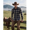 COOFANDY Mens Flannel Shirts Long Sleeve Plaid Button Down Shirts Casual(Navy Tan Plaid)