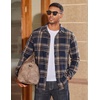 COOFANDY Mens Flannel Shirts Long Sleeve Plaid Button Down Shirts Casual(Navy Tan Plaid)