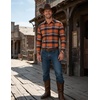 COOFANDY Mens Flannel Shirts Long Sleeve Plaid Button Down Shirts Casual(Orange Blue)