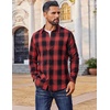 COOFANDY Mens Flannel Shirts Long Sleeve Plaid Button Down Shirts Casual(Red/Black)