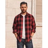 COOFANDY Mens Flannel Shirts Long Sleeve Plaid Button Down Shirts Casual(Red/Black)