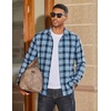 COOFANDY Mens Flannel Shirts Long Sleeve Plaid Button Down Shirts Casual(Sky Blue)