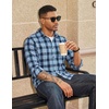 COOFANDY Mens Flannel Shirts Long Sleeve Plaid Button Down Shirts Casual(Sky Blue)