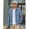 COOFANDY Mens Flannel Shirts Long Sleeve Plaid Button Down Shirts Casual(Sky Blue)