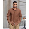 COOFANDY Men’s Waffle Shirt Jacket Casual Overshirt Long Sleeve Lightweight Textured Shacket with Pocket(Beige)