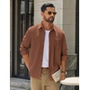 COOFANDY Men’s Waffle Shirt Jacket Casual Overshirt Long Sleeve Lightweight Textured Shacket with Pocket(Beige)