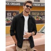 COOFANDY Men’s Waffle Shirt Jacket Casual Overshirt Long Sleeve Lightweight Textured Shacket with Pocket(Black)