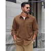 COOFANDY Men’s Waffle Shirt Jacket Casual Overshirt Long Sleeve Lightweight Textured Shacket with Pocket(Brown)