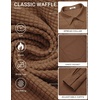 COOFANDY Men’s Waffle Shirt Jacket Casual Overshirt Long Sleeve Lightweight Textured Shacket with Pocket(Brown)