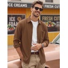 COOFANDY Men’s Waffle Shirt Jacket Casual Overshirt Long Sleeve Lightweight Textured Shacket with Pocket(Brown)