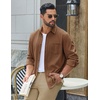 COOFANDY Men’s Waffle Shirt Jacket Casual Overshirt Long Sleeve Lightweight Textured Shacket with Pocket(Brown)