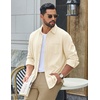COOFANDY Men’s Waffle Shirt Jacket Casual Overshirt Long Sleeve Lightweight Textured Shacket with Pocket(Caramel)