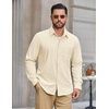 COOFANDY Men’s Waffle Shirt Jacket Casual Overshirt Long Sleeve Lightweight Textured Shacket with Pocket(Caramel)