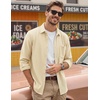 COOFANDY Men’s Waffle Shirt Jacket Casual Overshirt Long Sleeve Lightweight Textured Shacket with Pocket(Caramel)