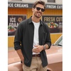 COOFANDY Men’s Waffle Shirt Jacket Casual Overshirt Long Sleeve Lightweight Textured Shacket with Pocket(Carbon Black)