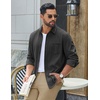 COOFANDY Men’s Waffle Shirt Jacket Casual Overshirt Long Sleeve Lightweight Textured Shacket with Pocket(Carbon Black)