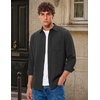 COOFANDY Men’s Waffle Shirt Jacket Casual Overshirt Long Sleeve Lightweight Textured Shacket with Pocket(Carbon Black)
