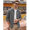 COOFANDY Men’s Waffle Shirt Jacket Casual Overshirt Long Sleeve Lightweight Textured Shacket with Pocket(Gray)