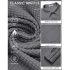 COOFANDY Men’s Waffle Shirt Jacket Casual Overshirt Long Sleeve Lightweight Textured Shacket with Pocket(Gray)