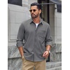 COOFANDY Men’s Waffle Shirt Jacket Casual Overshirt Long Sleeve Lightweight Textured Shacket with Pocket(Gray)