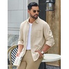 COOFANDY Men’s Waffle Shirt Jacket Casual Overshirt Long Sleeve Lightweight Textured Shacket with Pocket(Light Khaki)
