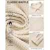 COOFANDY Men’s Waffle Shirt Jacket Casual Overshirt Long Sleeve Lightweight Textured Shacket with Pocket(Light Khaki)