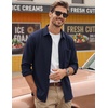 COOFANDY Men’s Waffle Shirt Jacket Casual Overshirt Long Sleeve Lightweight Textured Shacket with Pocket(Navy Blue)