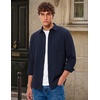 COOFANDY Men’s Waffle Shirt Jacket Casual Overshirt Long Sleeve Lightweight Textured Shacket with Pocket(Navy Blue)