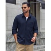 COOFANDY Men’s Waffle Shirt Jacket Casual Overshirt Long Sleeve Lightweight Textured Shacket with Pocket(Navy Blue)