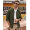 COOFANDY Men’s Waffle Shirt Jacket Casual Overshirt Long Sleeve Lightweight Textured Shacket with Pocket(Olive)