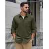 COOFANDY Men’s Waffle Shirt Jacket Casual Overshirt Long Sleeve Lightweight Textured Shacket with Pocket(Olive)