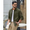COOFANDY Men’s Waffle Shirt Jacket Casual Overshirt Long Sleeve Lightweight Textured Shacket with Pocket(Olive)