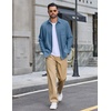 COOFANDY Men’s Waffle Shirt Jacket Casual Overshirt Long Sleeve Lightweight Textured Shacket with Pocket(Sea Blue)