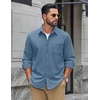 COOFANDY Men’s Waffle Shirt Jacket Casual Overshirt Long Sleeve Lightweight Textured Shacket with Pocket(Sea Blue)