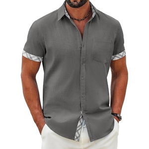 COOFANDY Men’s Button Down Shirts Short Sleeve Casual Cotton Shirts(Dark Grey)