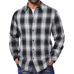 COOFANDY Mens Flannel Shirts Long Sleeve Plaid Button Down Shirts Casual(Black/White)