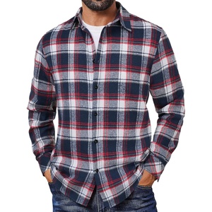 COOFANDY Mens Flannel Shirts Long Sleeve Plaid Button Down Shirts Casual(Blue/Red)