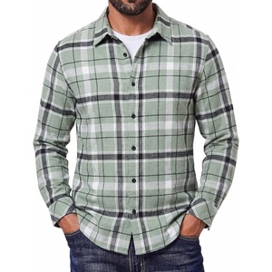 COOFANDY Mens Flannel Shirts Long Sleeve Plaid Button Down Shirts Casual(Light Green)