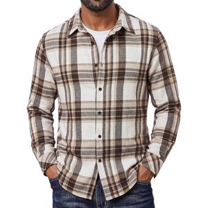 COOFANDY Mens Flannel Shirts Long Sleeve Plaid Button Down Shirts Casual(Light Khaki)